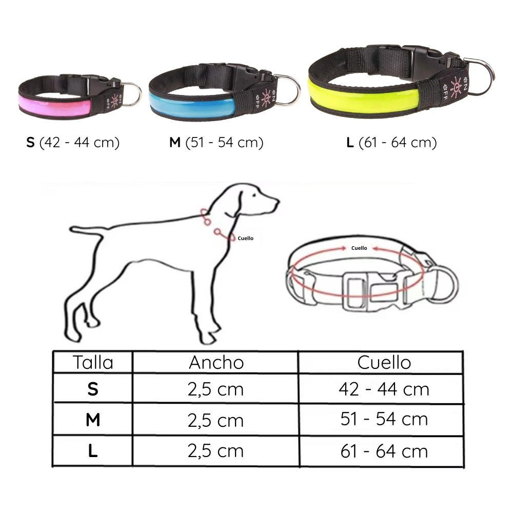 Collar Luminoso LED para Perro