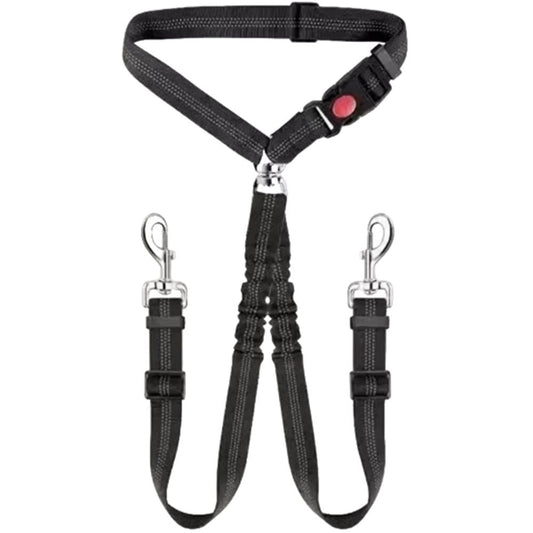 Cinturón de coche doble para perros con anclaje al reposacabezas